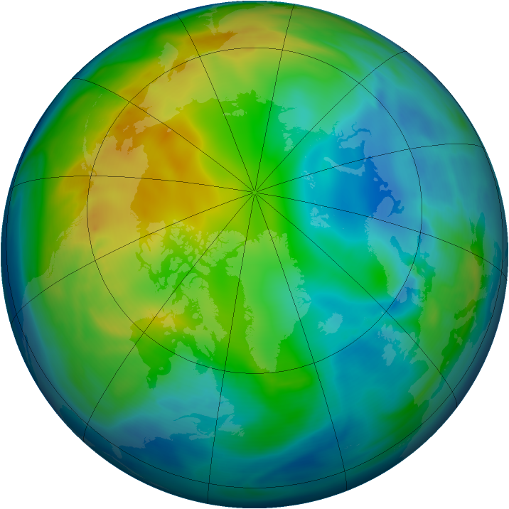 Arctic ozone map for 29 November 2005